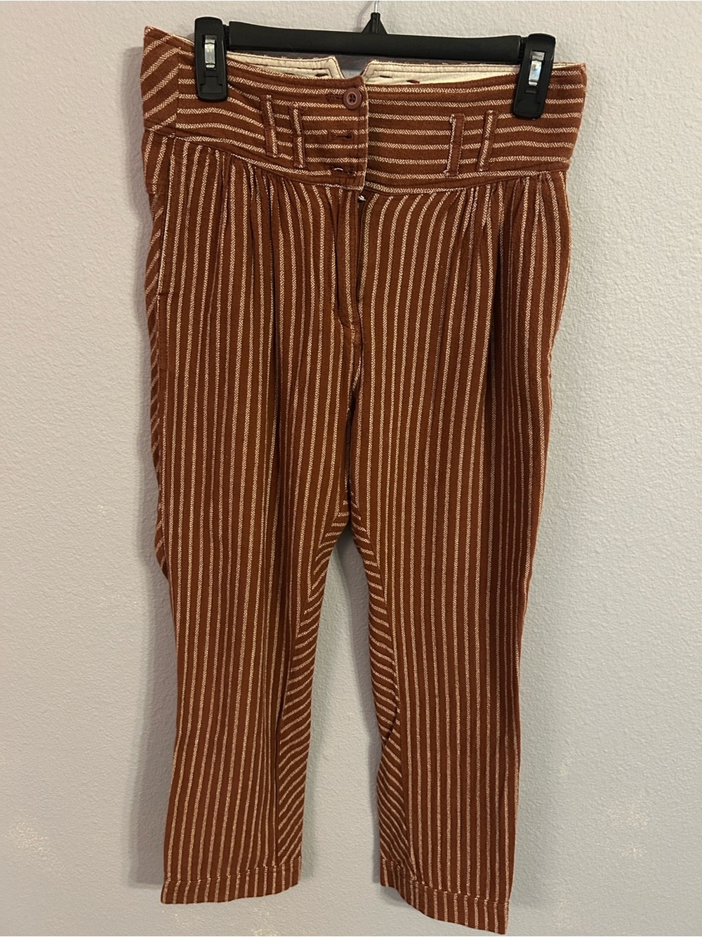 Free People Women Horizontally Striped Brown Pants Size 0